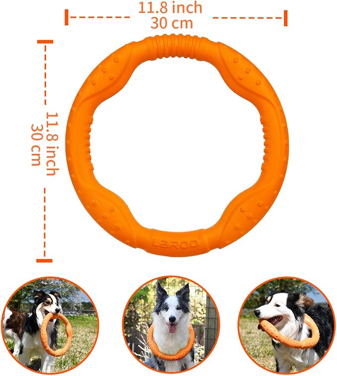 LaRoo Dog Ring Toy - Durable Flying Disc for Fetch, Water Floating & Training Tough, Chew-Proof Design for Aggressive Chewer Breeds, Easy-Throw Lightweight Frisbee for Medium/Large Dogs (Orange/30cm)