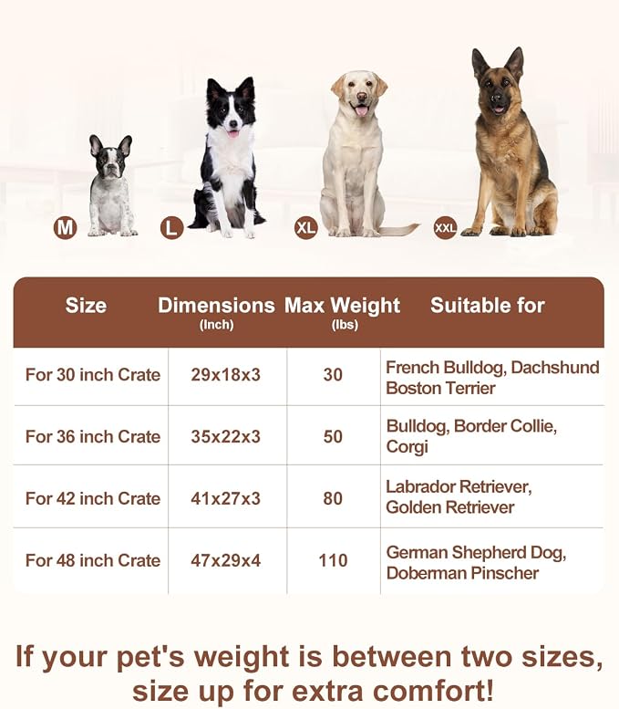 KSIIA Washable Dog Bed for Crate Waterproof for Large Dogs,47x29 in,Black | 3in egg crate foam,orthopedic support,Soft rose velvet,3ply waterproof fabric,removable cover,anti-slip base,washable