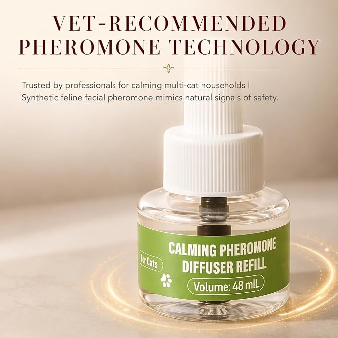 9-Pack Cat Calming Pheromone Diffuser Kit, 3 Diffusers & 6×48mL Refills | 180-Day Long Lasting Calming Supply, Suitable For Household Indoor Multi-Cat Living Environments