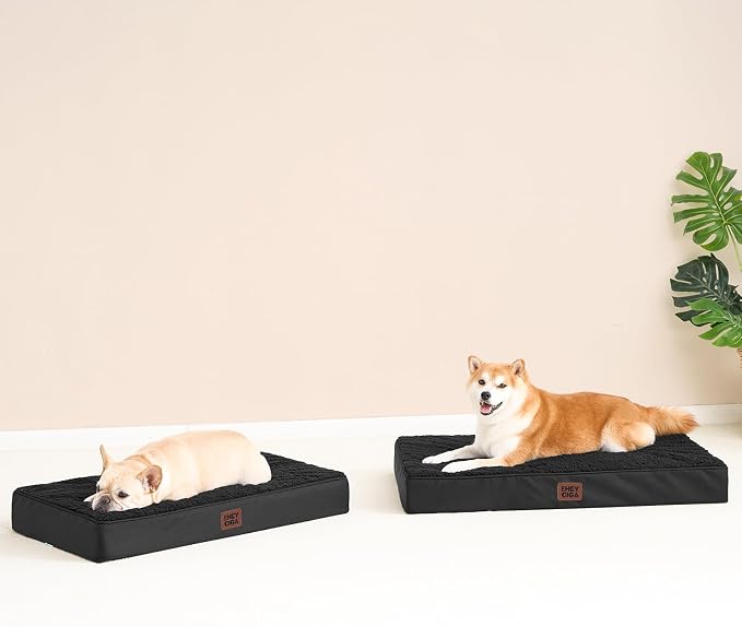 EHEYCIGA Orthopedic Dog Bed Large with Removable Washable Cover, 36IN Black | Egg Crate Foam Support, Durable Oxford fabric, Non-Slip Bottom, Machine Washable, Soft Waterproof Plush Pet Bed Mat For Crate