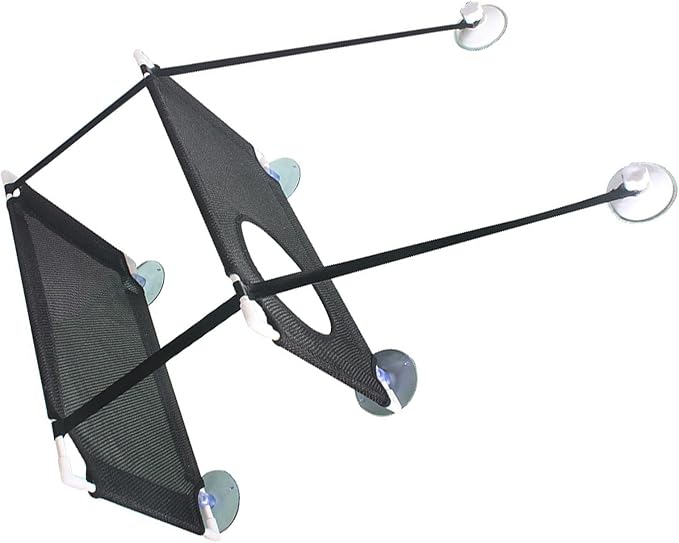 JTLB Cat Hammock, Double Layer Hanging Cat Bed with Strong Suction Cups, for Window Balcony Indoor Outdoor Use (Black 2 Layer)