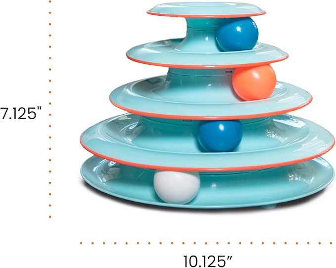 Catstages Chase Meowtain 4-Tier Interactive Cat Track Toy – 4 Spinning Balls, Non-Slip Base, Ideal for Indoor Cats, Blue