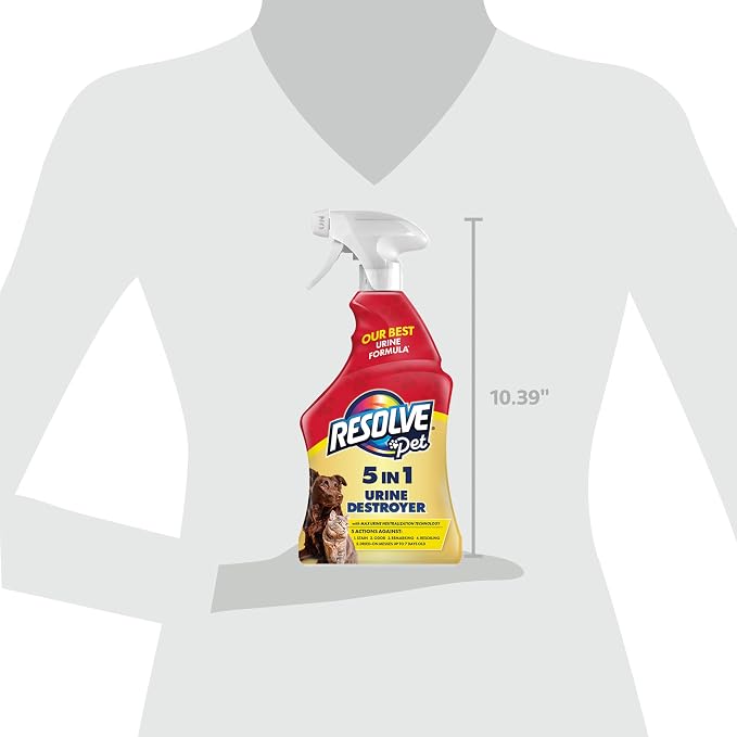 Resolve 5-in-1 Urine Destroyer Carpet Cleaner Spray – Urine Eliminator for Pet Stains & Odors Up to 7 Days Old, 22oz
