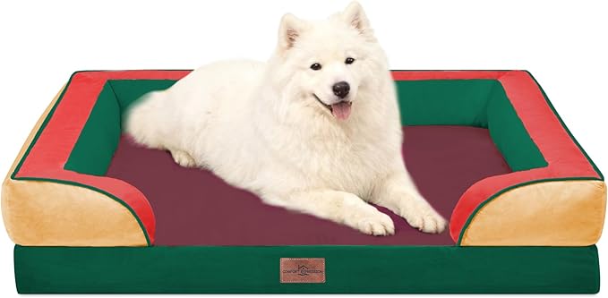 Comfort Expression Orthopedic Dog Beds for Large Sized Dog with Bolster | Waterproof Dog Couch Bed with Washable Cover & Non-Slip Bottom, Supportive Egg Crate Foam Large Pet Bed, 36x27 Inch