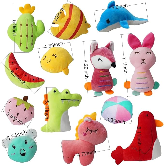 27 Pack Puppy Squeaky Toy, Different Designs Squeakers Pet Toys, Cute Bulk Plush Dog Toys for Small Dogs