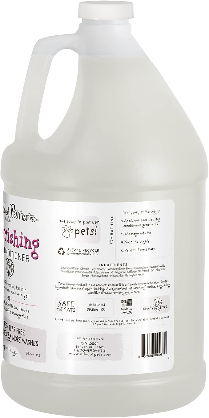 Bobbi Panter Nourishing Dog Conditioner Safflower Oil, Keratin, Shea Butter & Aloe Vera – Detangling Natural Formula for Soft, Smooth & Manageable Coat, 10:1 Concentrate, 1 Gallon (Case of 4)