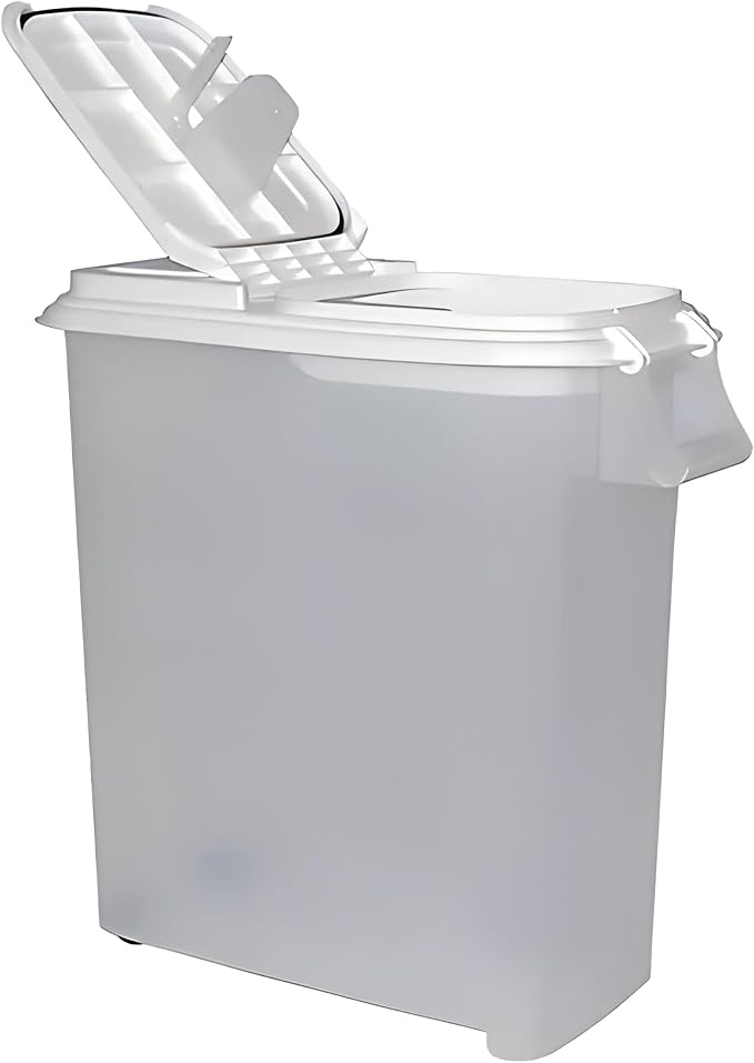 Buddeez Airtight Pet Food Storage Container - 50 QT Capacity Dog Food Storage Container - Cat Food Container, Bird Seed Storage Container, Rolling Storage Bin, Air Tight with White Lid