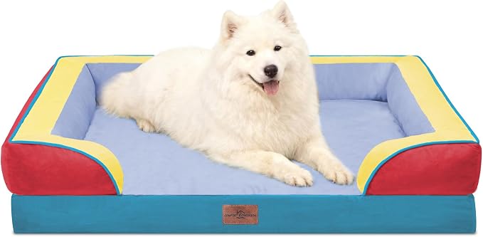Comfort Expression Orthopedic Dog Beds for Large Sized Dog with Bolster | Waterproof Dog Couch Bed with Washable Cover & Non-Slip Bottom, Supportive Egg Crate Foam Large Pet Bed, 36x27 Inch