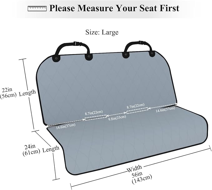 VIVAGLORY Dog Seat Cover Pet Seat Protector, Large, Grey | Backseat Cover for Car Suv & Truck, Back Rear Backseat Bench Protector