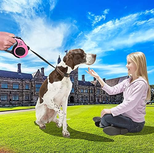 Retractable Dog Leash, 16FT Heavy Duty Dog Leash, Pink