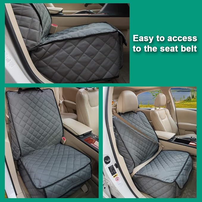 Waterproof Front Seat Cover Dog Car Seat Covers Nonslip and Full Protection with Side Flaps Fits Most Cars, Trucks, SUVs(Grey, 2Pack)