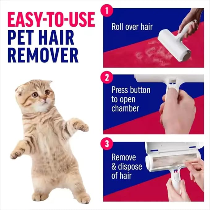 3-Pack Pet Grooming Kit for Dogs & Cats Self-Cleaning Slicker Brush, Deshedding Grooming Glove & Reusable Lint Roller Removes Loose Hair, Fur & Tangles, Easy to Clean