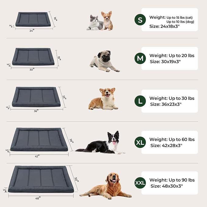 BALANCE Oxford Dog Bed for Medium Dogs, Waterproof Dogs Crates Pad Outdoor Dog Crate Mat, Wipe Clean & Easy Rinse, 30 inch