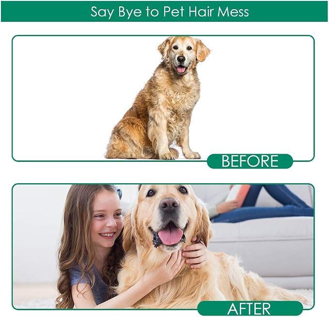 Pet Hair Removal Glove with 255 Silicone Tips for Dogs & Cats, 1 Pair Green | 2-in-1 Deshedding & Massage Mitt, 5-Finger Flexible Design, for Bathing & Grooming, Safe for Long/Short/Curly Hair Pets