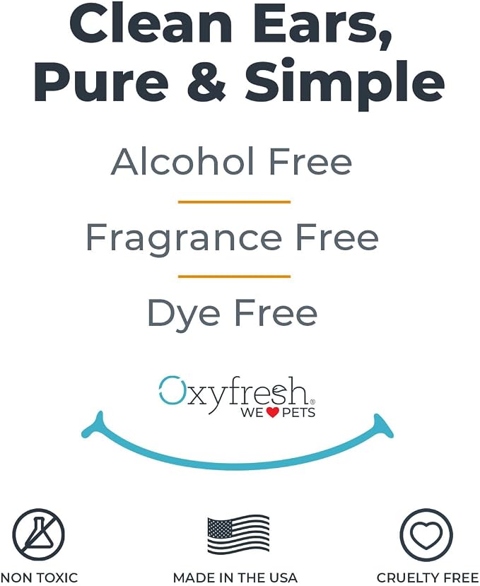 Oxyfresh Advanced Ear Cleanser for Dogs & Cats – Fast Acting Pet Ear Wash | Gentle Ear Cleanser for Dogs Works Great for Routine Dog Ear Wash and Cat Ear Cleans Wax & Debris For Stinky Dog & Cat Ears