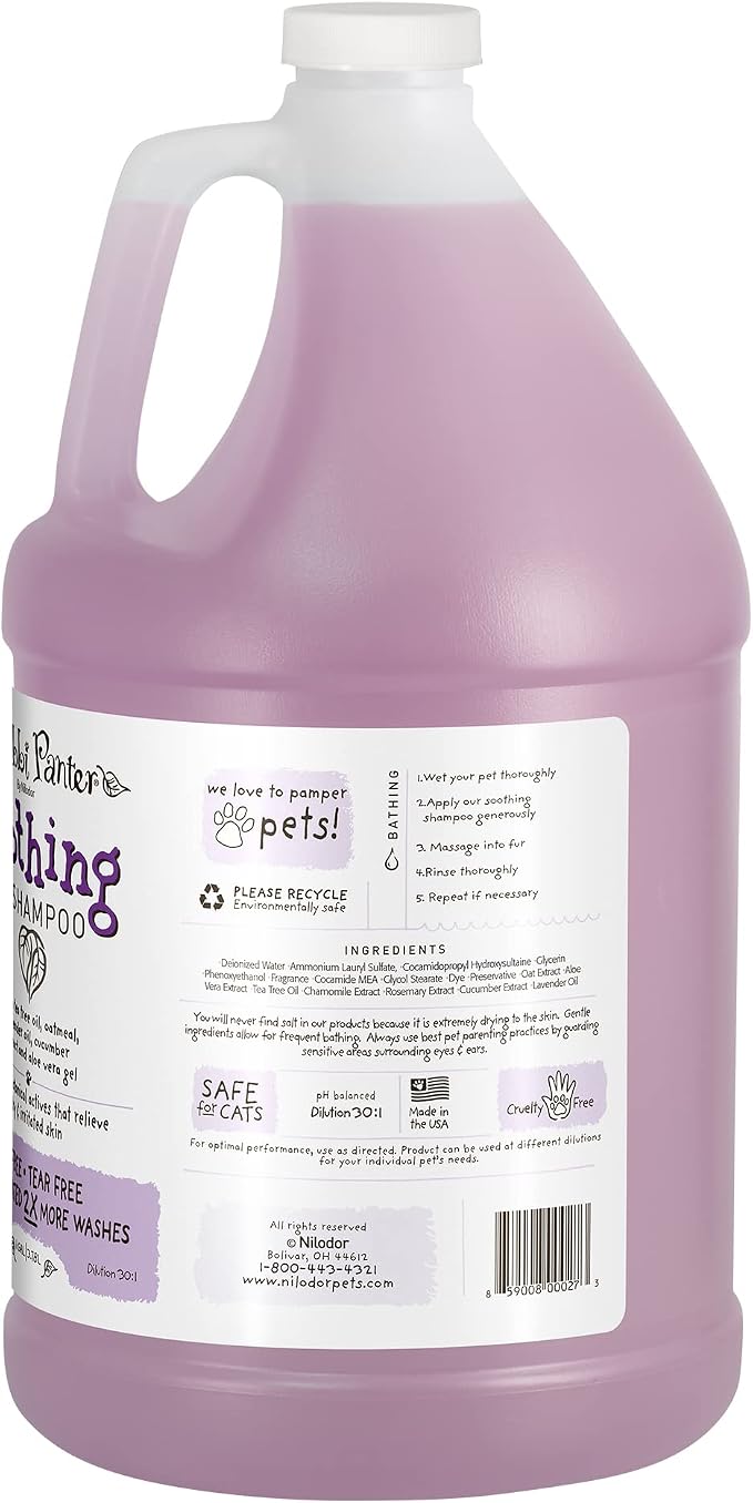 Bobbi Panter Soothing Dog Shampoo Tea Tree, Lavender, Cucumber & Oat Protein – Natural Formula for Sensitive Skin & Irritation Relief, Tear-Free, 30:1 Concentrate, Made in USA, 1 Gallon