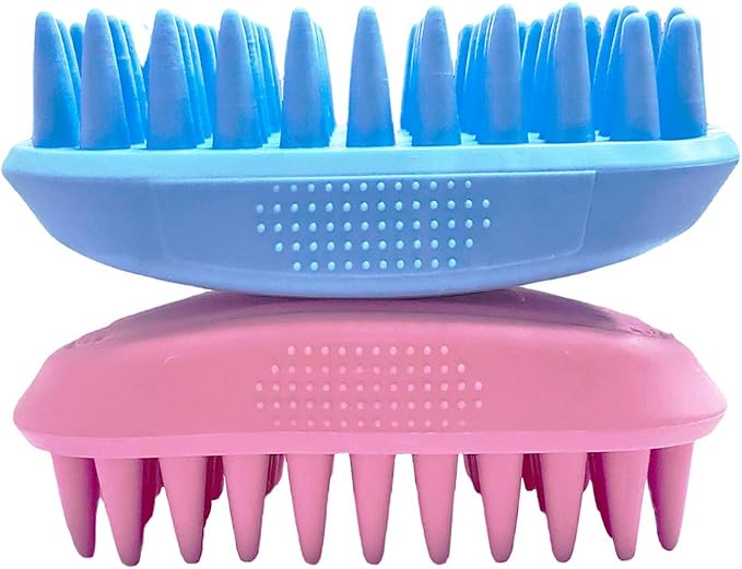 Pet Silicone Shampoo Brush for Long & Short Hair, Pink ( New ), Medium Large Pets Dogs Cats, Silicone Shower Wash Curry Brush, Massage Comb