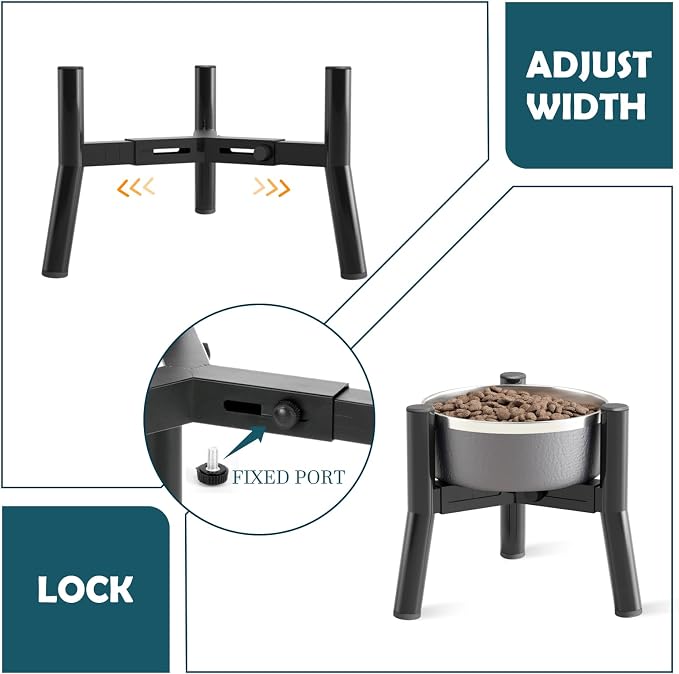 SHAINFUN Adjustable Elevated Dog Bowls Stand Compatible with 5.9 to 8.7 inch Wide Raised Stand with Metal Material for Medium and Small Sized Dogs (Bowl Not Included)
