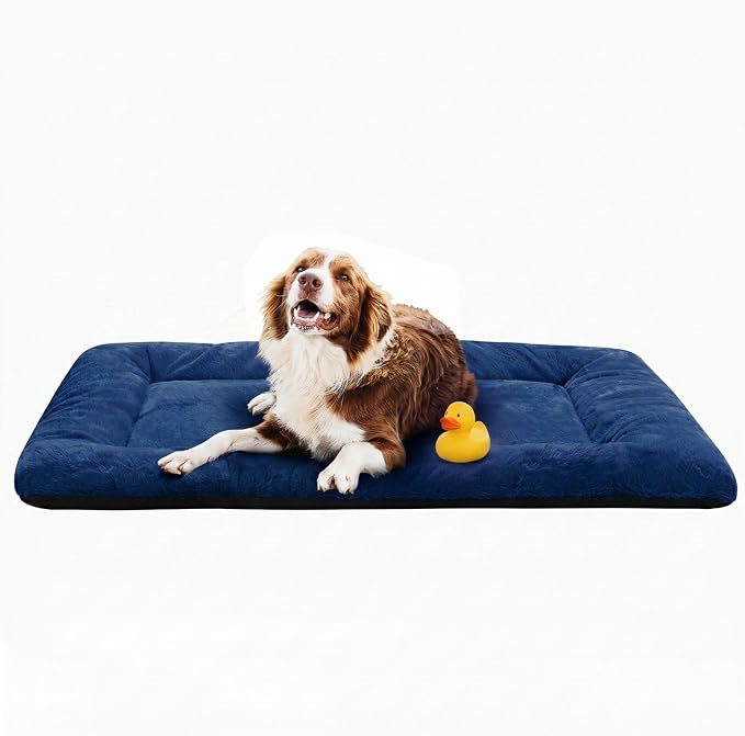 Dog Crate Pad Washable Dog Bed for Crate Large Cozy Mat 48-Inch Navy Blue | Ultra Soft Kennel Pad,Anti-Slip Bottom,Fits for Most Metal Crates,Comfortable Sleeping Pet Mat