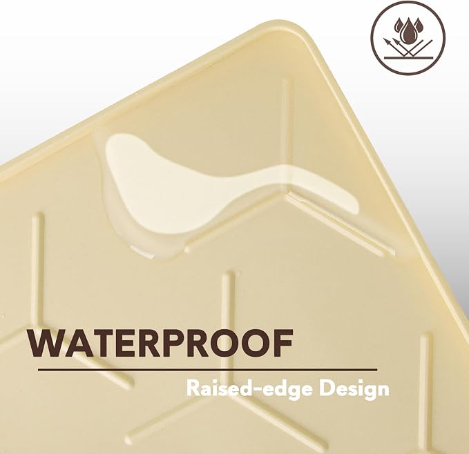 Silicone Cat Litter Mat Large 40" X 28", Easy to Clean, Beige | Large Size Waterproof Silicone Mat with Raised Edges, Catch Litter, Protect Floor from Urine, Multi-Use for Dog/Sink/Kitchen