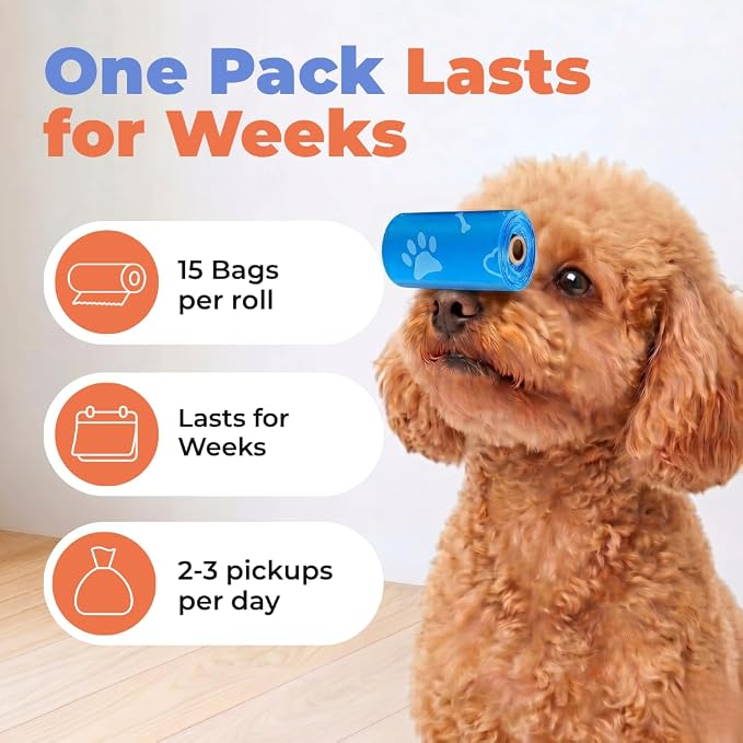Best Pet Supplies Dog Poop Bags for Waste Refuse Cleanup, Doggy Roll Replacements for Outdoor Puppy Walking and Travel, Leak Proof and Tear Resistant, Thick Plastic - Blue (Unscented), 240 Bags