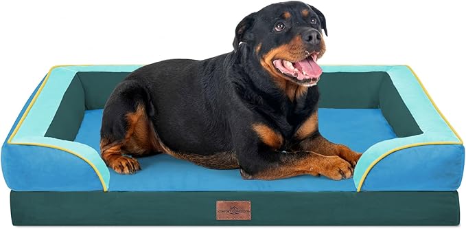 Comfort Expression Orthopedic Dog Bed for Extra Large Dogs with Bolster | Waterproof Dog Couch Bed with Washable Cover & Non-Slip Bottom, Supportive Egg Crate Foam XL Pet Bed, 45x35 Inch