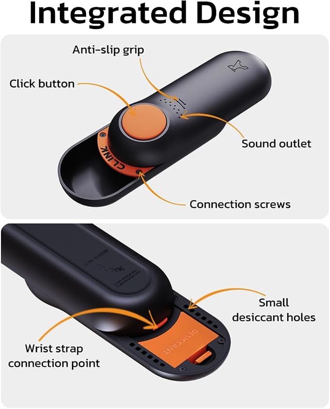 Clink Design Dog Training Clicker & Dog Clicker with Treat Storage, Black | Clicker Dog Trainer, Compact Dog Clicker for Puppy Training or Cat Clicker, 2.36 oz