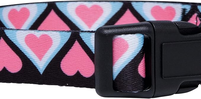 Native Pup Valentine’s Dog Collar- Valentines Day Pet Collars- Valentine Girly Hearts- Pink Red Heart- Cute Boy Girl Puppy Gift- Adjustable for Small, Medium, Large Breeds (Blue & Pink Hearts, Large)