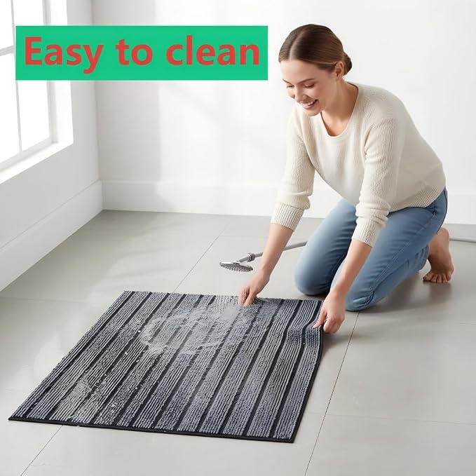 Dog Crate Mat 63"x47" Extra Thick Waterproof Non-Slip Kennel Pad | Absorbent Striped Design for Under Crate, Reusable & Washable Dog Mat for Crate