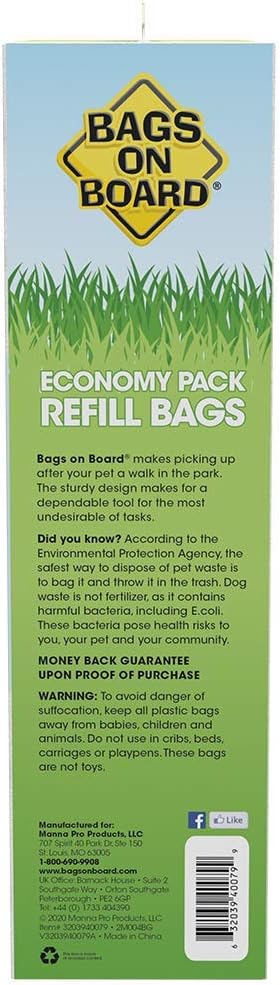 Bags On Board Dog Poop Bags - Strong, Leak Proof Dog Waste Bags - 9 x14 Inches, 315 Multi-Colored Bags