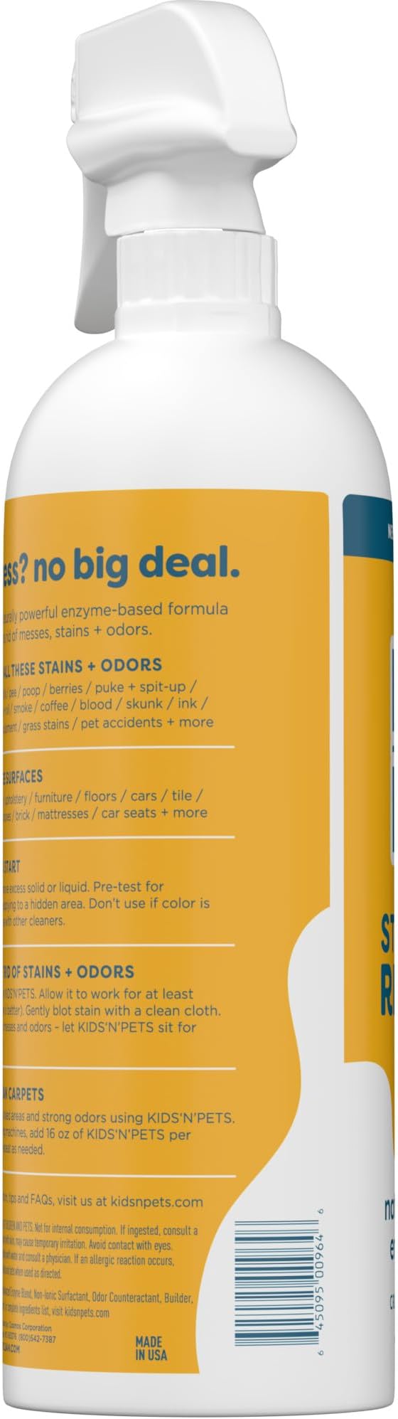 KIDS 'N' PETS Stain & Odor Remover for Carpet, Fabric & Furniture, 32 oz | Dog Pee & Cat Urine