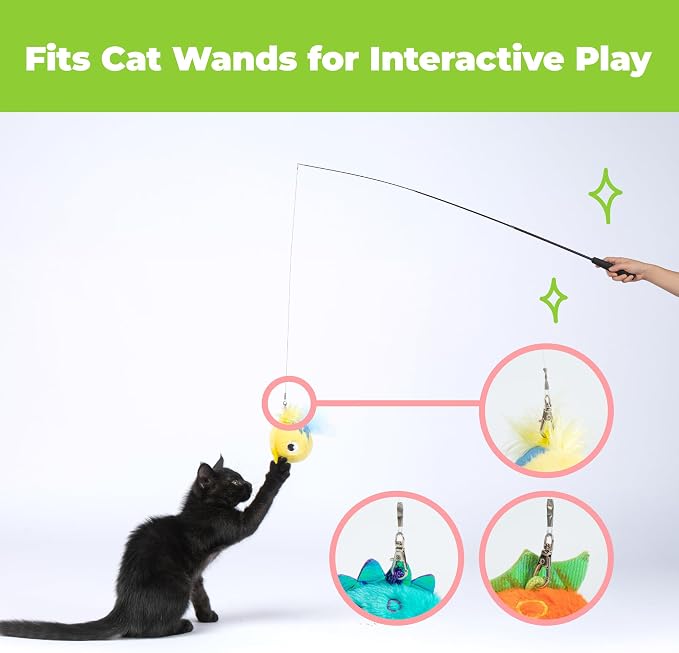 Catify by Best Pet Supplies Interactive Fluffy Fish Set Catnip Cat Toy for Indoor Cats & Kittens, Plush Crinkle Tail, Feather Chew Toys, Durable, Soft, Enrichment Play