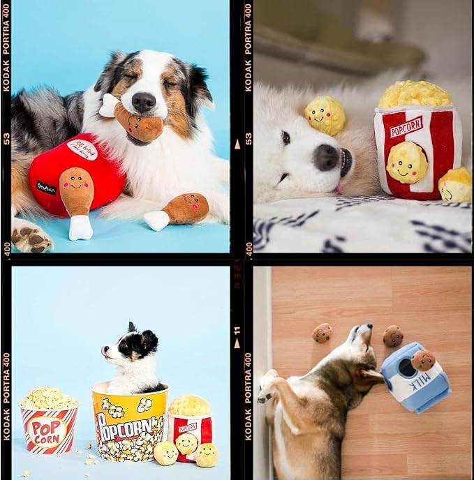 ZippyPaws Burrow - Interactive Dog & Puppy Toys for Boredom, Stimulating Pet Products to Keep Them Busy, Hide & Seek Plush Puzzle, Enrichment Squeaky Toy for Small & Medium Dogs - Hot Cocoa