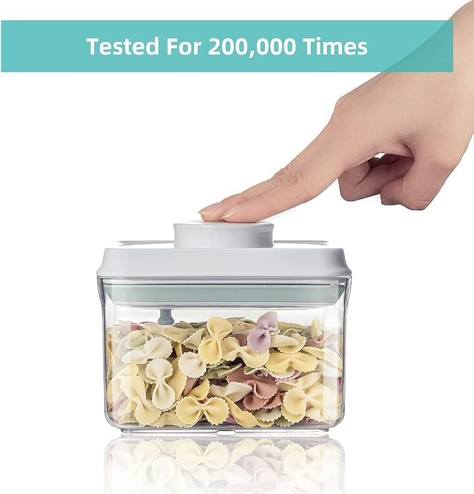 Airtight Food Storage Container - 0.32 QT (380ml Small Pop Up Food Containers With Lids, Bpa Free Stackable Container for Sugar Tea Candy- 8 Labels - Clear