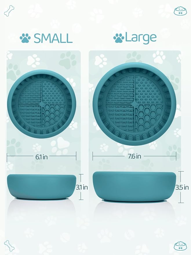 Dog Lick Bowl with Brush and Scraper, Anxiety Relief Lick Mat for Dogs, Non-Slip Freeze Licking Bowl Enrichment Puzzle Feeder for Distraction, BPA Free Silicone, Dishwasher Safe