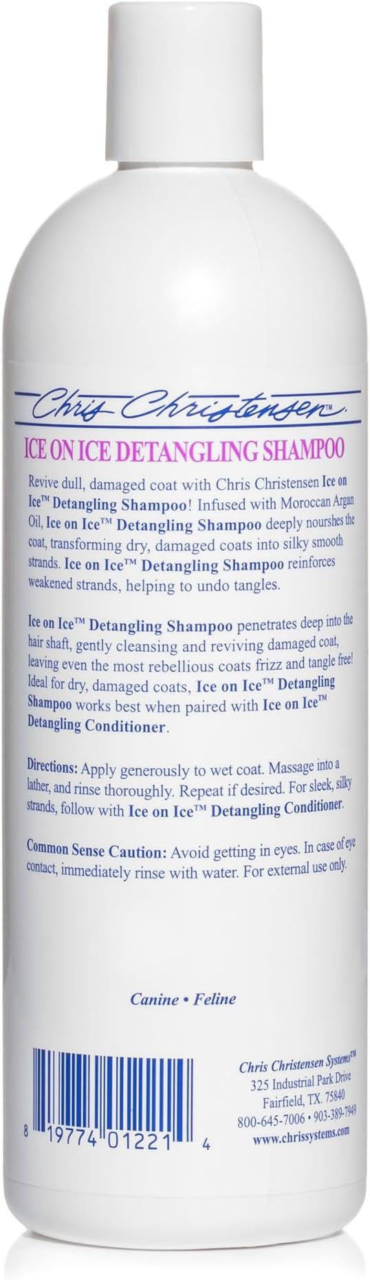 Chris Christensen Ice on Ice Strengthening Dog Shampoo, Groom Like Professional, Revives Dry, Damaged Coats & Strands, All Coat Types Made in USA 16oz