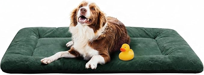 Dog Crate Pad Washable Dog Bed for Crate Large Cozy Mat 48-Inch Green | Ultra Soft Kennel Pad,Anti-Slip Bottom,Fits for Most Metal Crates,Comfortable Sleeping Pet Mat