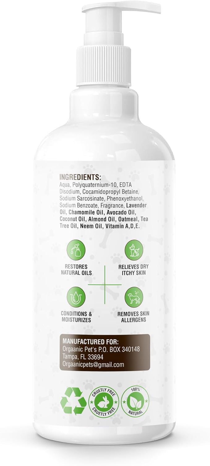 Anti-Itch Dog Shampoo for Allergies & Sensitive Skin – Oatmeal, Avocado, Almond, Neem & Chamomile Oil – Allergies, hot Spots & Paw Licking Relief – Moisturizing Skin – Safe for Frequent use – 16.7 oz