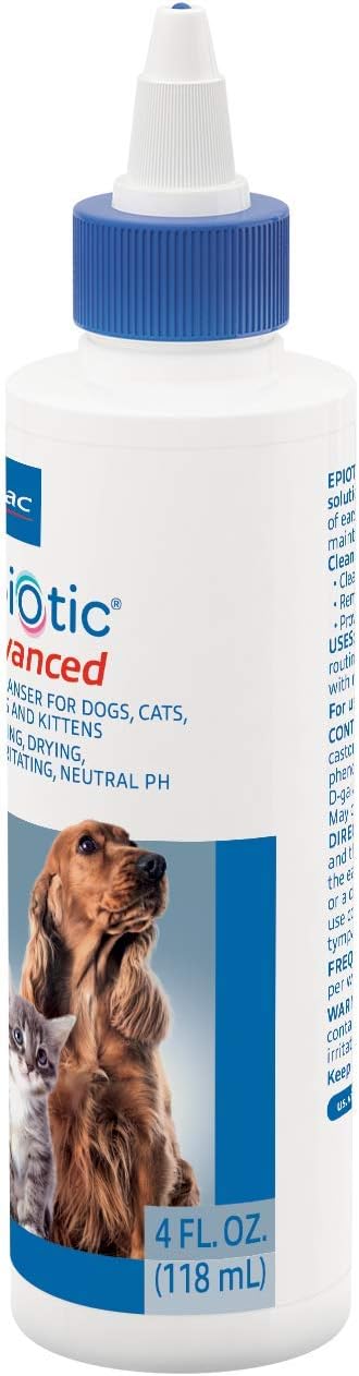 Virbac Epiotic® Advanced Ear Cleanser | Powerful and Gentle Cleanser for Dogs and Cats of All Ages, 4 oz (Pack of 12)
