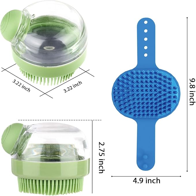 2Pack Dog Bath Brush Dog Scrubber for Bath, Dog Bath Shampoo Dispenser Brush Pet Bath Massage Shower Soap Brush Soft Silicone for Short & Long Haired Dogs and Cats Washing, Juquline