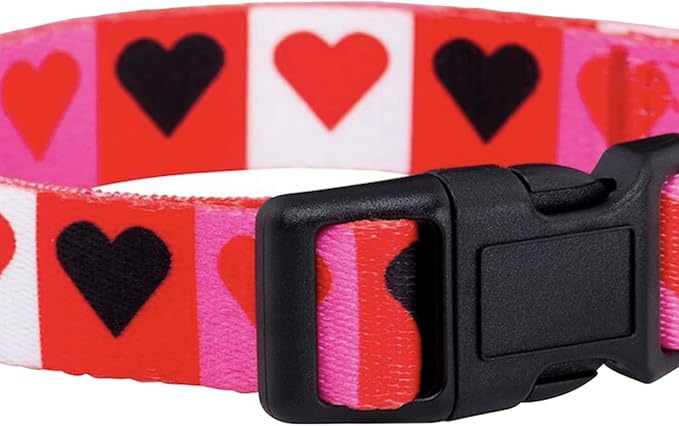 Native Pup Valentine’s Dog Collar- Valentines Day Pet Collars- Valentine Girly Hearts- Pink Red Heart- Cute Boy Girl Puppy Gift- Adjustable for Small, Medium, Large Breeds (Boxed Hearts, Medium)