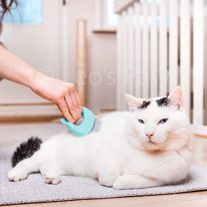 Leo's Paw The Original Pet Hair Removal Massaging Shell Comb | Soft Deshedding Brush Grooming and Shedding Matted Fur Remover Dematting tool for Long and Short Hair Cat Dog Puppy Bunny