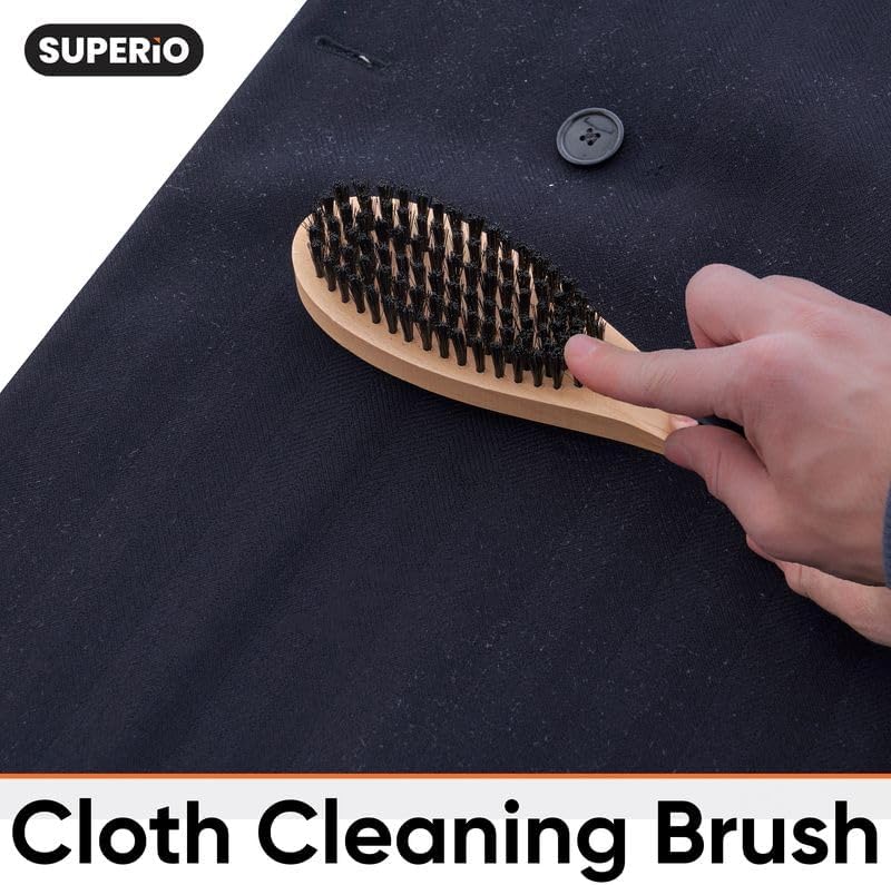 Superio Lint Brush for Clothes,12-Pack,3 in 1 Garment Brush - Double Sided Wood Handle,Clothes Brush,Lint Brush for Suit,Wool Coat,Removes Pet Lint and Dust and Shoe Horn