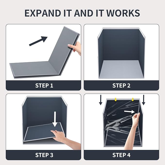 Aokeyee Gray High Side Cat Litter Box Enclosure Splash Guard | All-Inclusive Waterproof, 27.16x21.65x16.53, Foldable Anti-Leakage Dust Control Easy to Clean