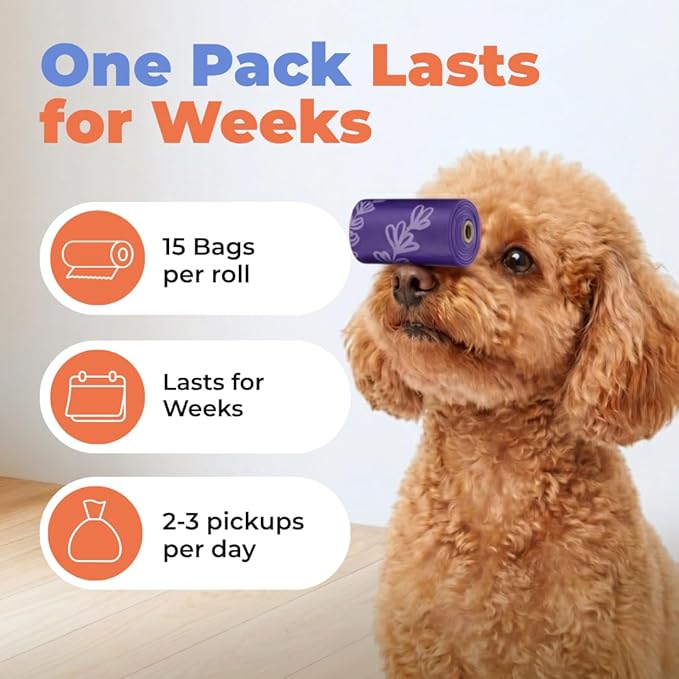 Best Pet Supplies Dog Poop Bags for Waste Refuse Cleanup, Doggy Roll Replacements for Outdoor Puppy Walking and Travel, Leak Proof and Tear Resistant, Thick Plastic - Purple (Scented), 240 Bags