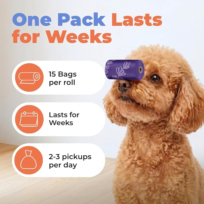 Best Pet Supplies Dog Poop Bags for Waste Refuse Cleanup, Doggy Roll Replacements for Outdoor Puppy Walking and Travel, Leak Proof and Tear Resistant, Thick Plastic - Purple (Scented), 150 Bags