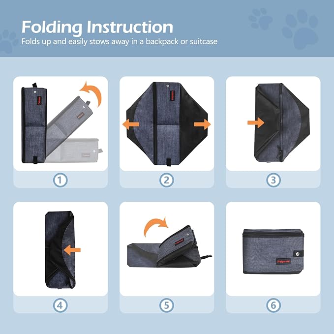 Portable Cat Travel Litter Box. Zipped Lid, Collapsible Litter Box for Cats. No Leakage, No Smell. Easy to Carry. Used for Hotels, Camping, Car (Gray,L)