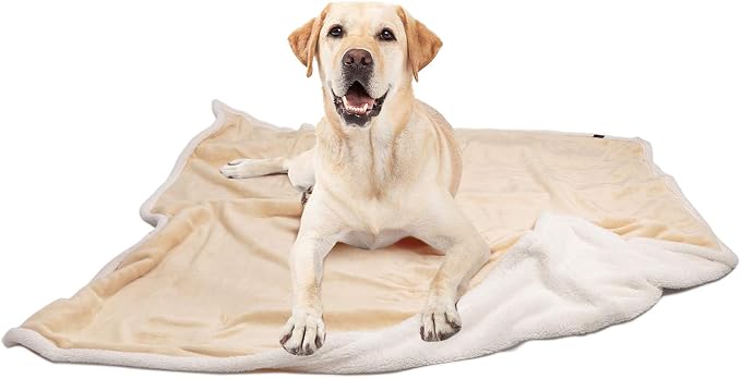 Kritter Planet Dog Blankets for Large Dogs, Soft Fluffy Fleece Pet Blankets for Couch, Sofa, Dog Beds, Car Seats, Creat, Washable, 50x60 inches, Beige