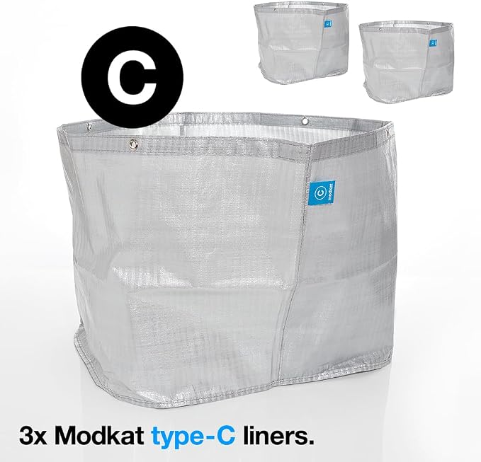 Modkat Cat Litter Box Liners (3-Pack) - Liner Type C -Durable, Tear & Leak Resistant, Secure Fit, Easy to Clean, Unscented