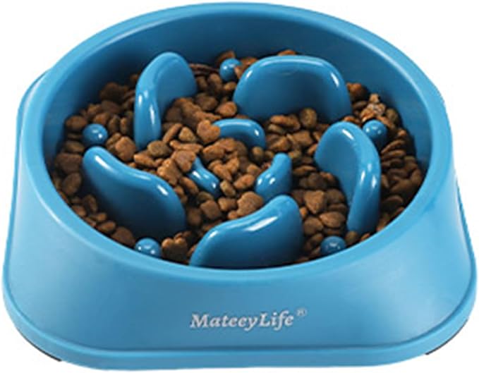 MateeyLife Slow Feeder Dog Bowls, Anti-Choking Puzzle Dog Food Bowls, Anti-Slip Interactive Feeding Slow Down Eating, Bloat Stop Maze Dishes for Medium Large Breeds DarkBlue